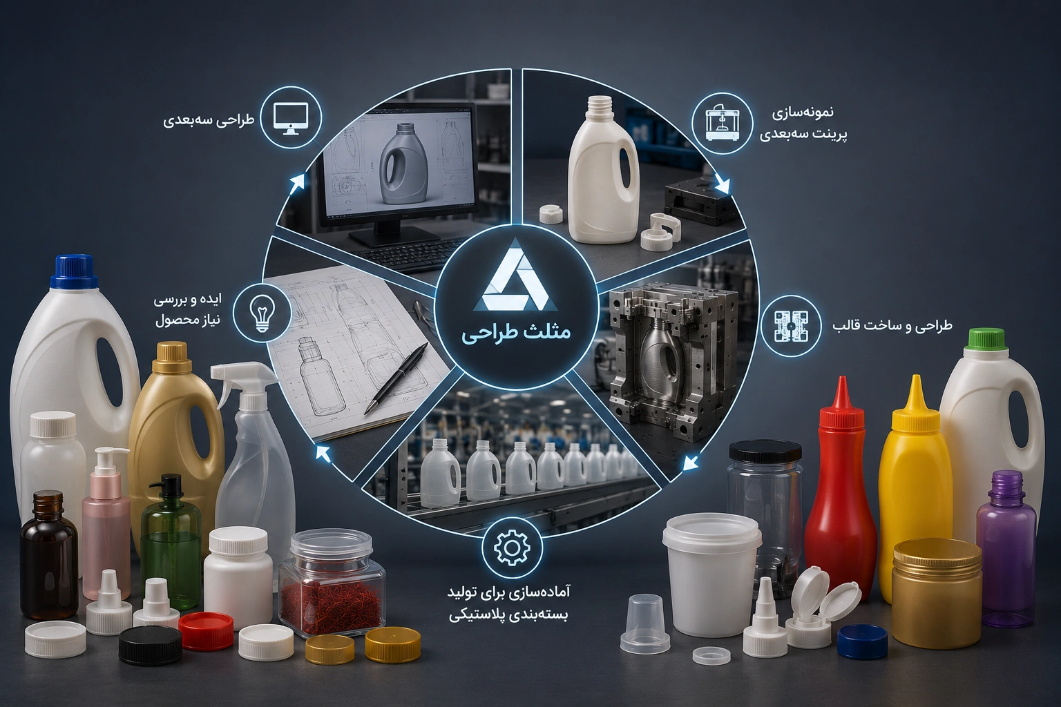 خدمات طراحی سهبعدی، نمونهسازی و ساخت قالب بستهبندی پلاستیکی